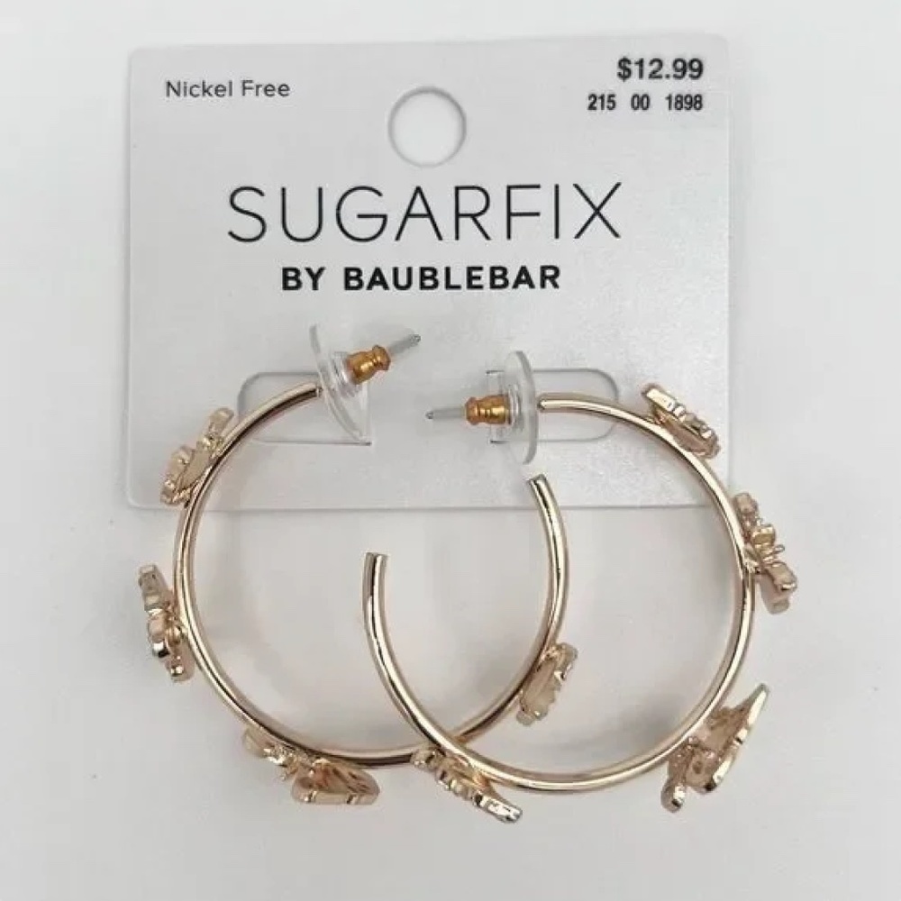 Earrings Butterfly Hoops, New on Card 2/$15